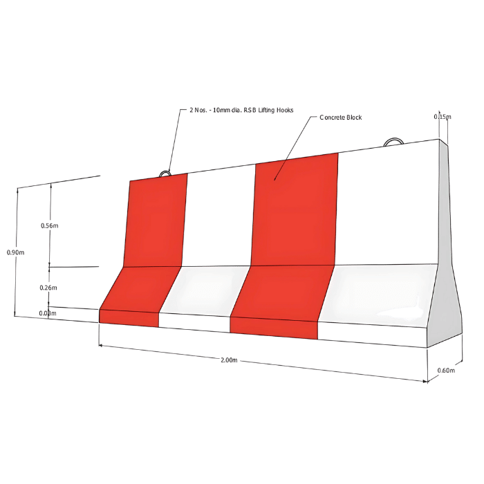 Double Sided 2 mtr Concrete barrier