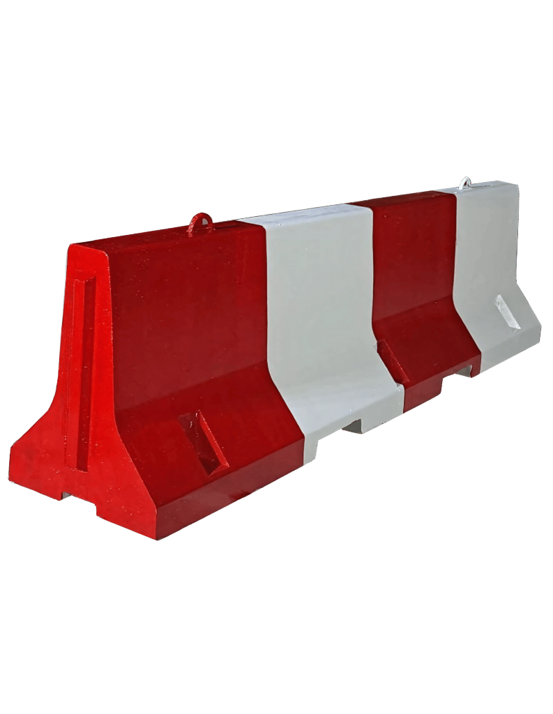 Interlocking concrete road barriers aligned on expressway for safety
