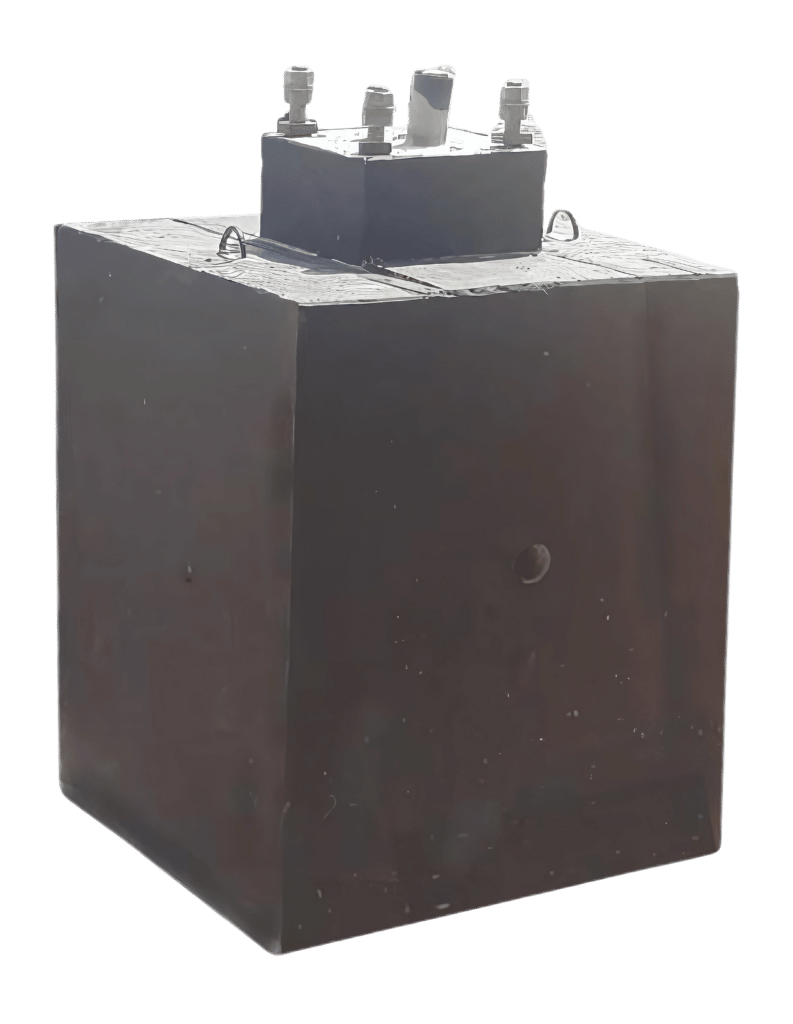 Precast concrete pole foundation with conduit access and anchor bolt setup